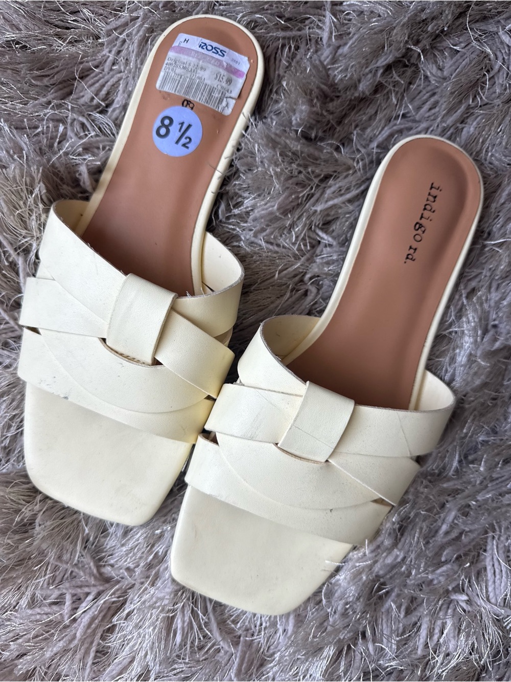 Indigo Cream Braided Slide Mules size 8 new used great condition